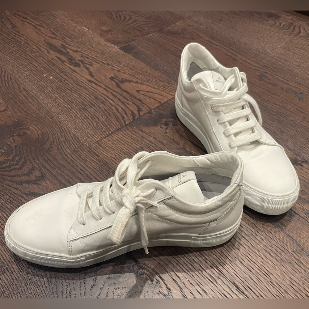 All White leather sneakers size 37. Worn once. Excellent condition
